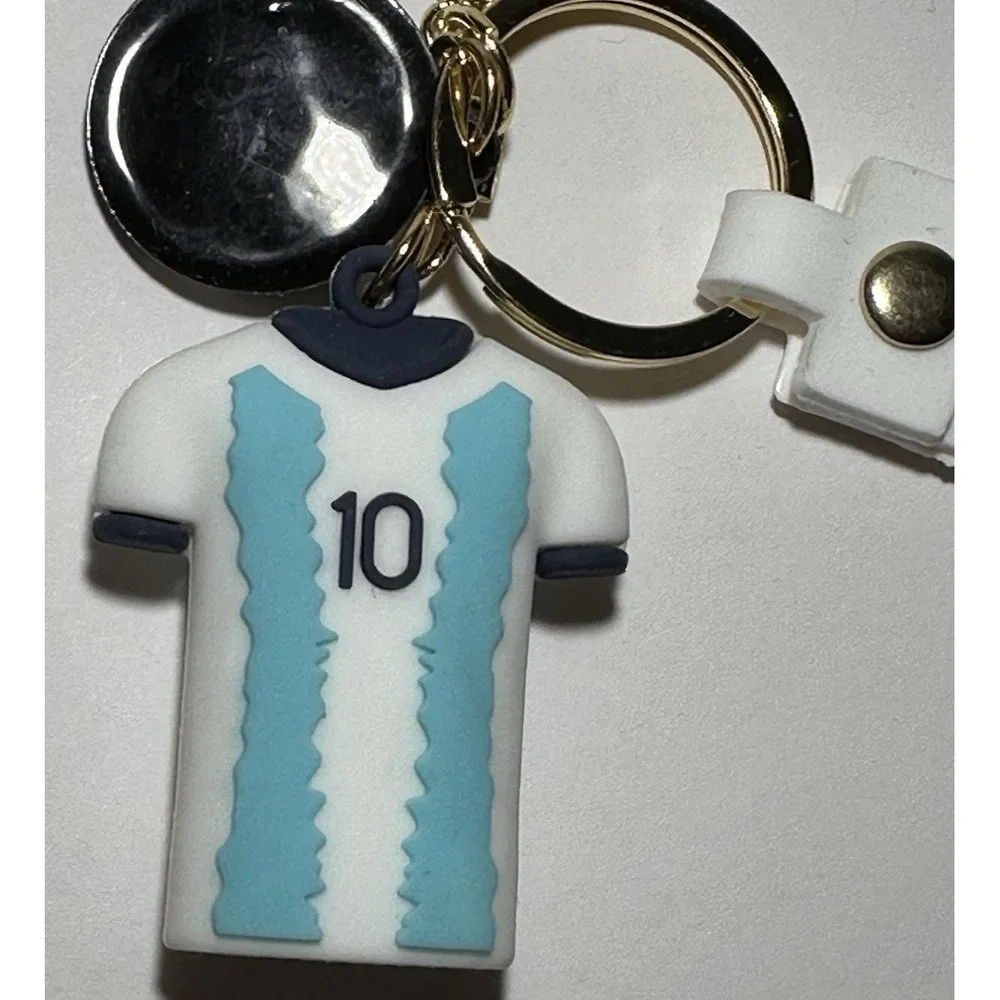 LIONEL MESSI #10 KEYCHAIN Soccer Jersey & Ball Argentina goat wrist strap/keyrin
